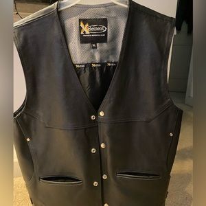 Xelement XL Men's 'Road King' Leather Biker Vest in Black